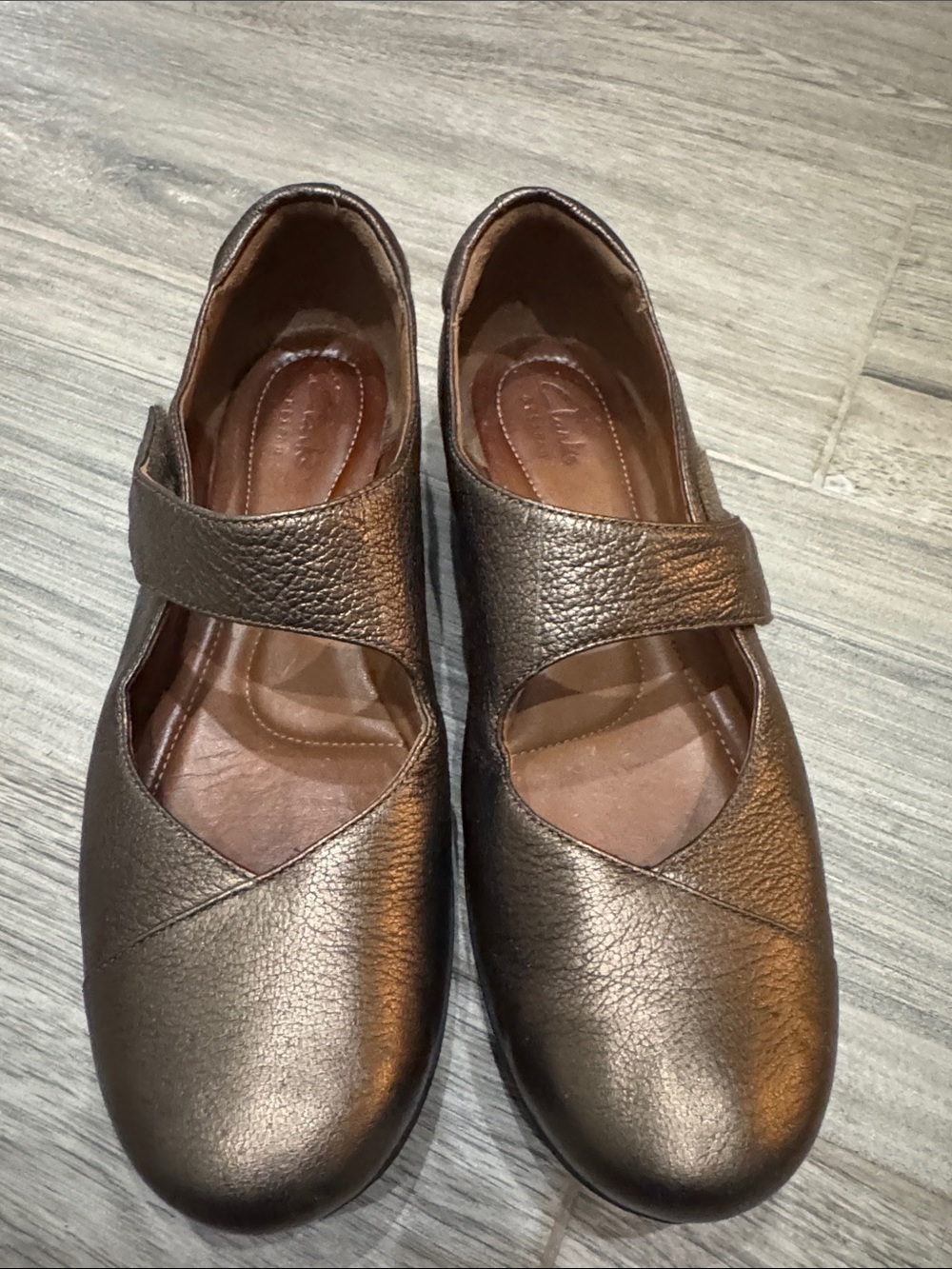 Clarks-Artisan Metallic Bronze Mary Jane Flats
